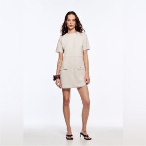 Zara Cream Short Sleeve Mod Dress - XL